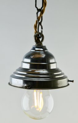 Art Deco Belgian Ceiling Lamp with Glass Shade, 1930s-MJY-1150430