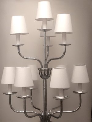 Art Deco Belgian Chrome 10-Arm Floor Lamp from Devis, 1920s-ES-566714