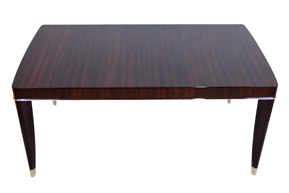 Art Deco Belgian Mahogany Dining Table in High Gloss Lacquer from De Coene Frères, 1930s