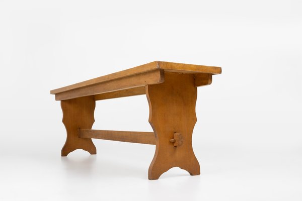 Art Deco Bench in Oak Wood, France, 1940s-YSY-2027102