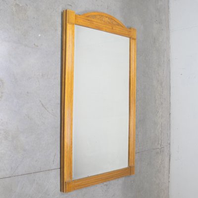 Art Deco Beveled and Carved Oak Mirror, 1920s-NE-780856