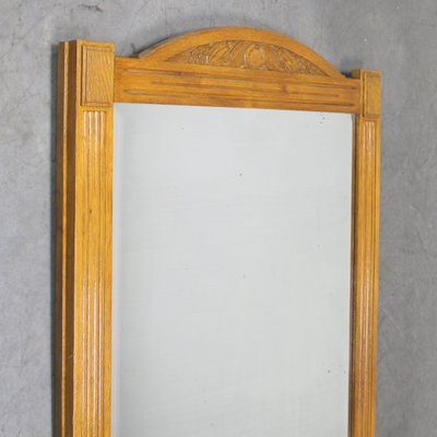 Art Deco Beveled and Carved Oak Mirror, 1920s-NE-780856