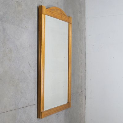 Art Deco Beveled and Carved Oak Mirror, 1920s-NE-780856