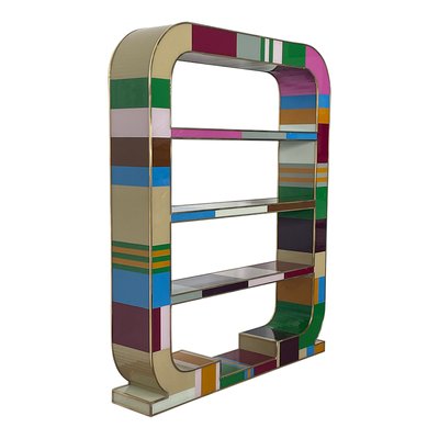 Art Deco Bifacceral Library in Multicolor Murano Glass, 1990s-BEW-1773419