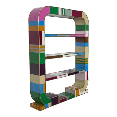 Art Deco Bifacceral Library in Multicolor Murano Glass, 1990s-BEW-1773419