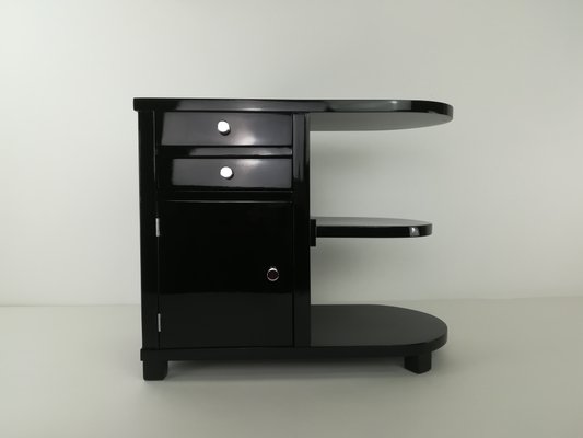 Art Deco Black Glossy Bedside Table, 1920s-KDB-2041912