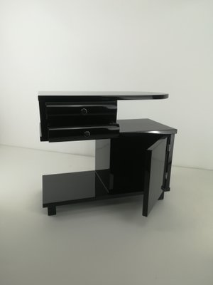 Art Deco Black Glossy Bedside Table, 1920s-KDB-2041931