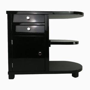 Art Deco Black Glossy Bedside Table, 1920s-KDB-2041912