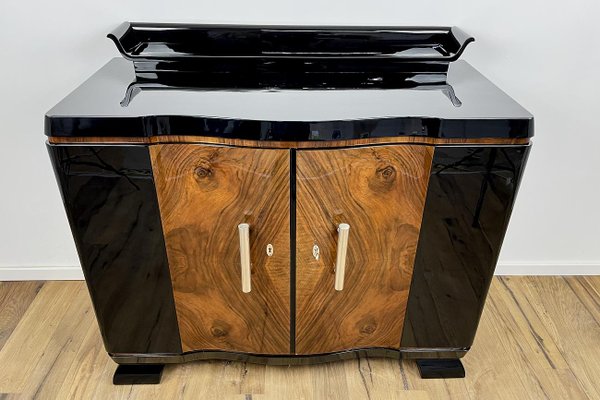 Art Deco Black High Gloss & Walnut Chest of Drawers, Germany, 1930-VMP-1176959