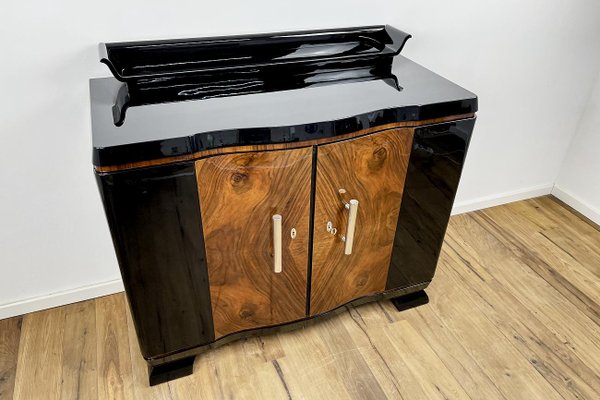 Art Deco Black High Gloss & Walnut Chest of Drawers, Germany, 1930-VMP-1176959