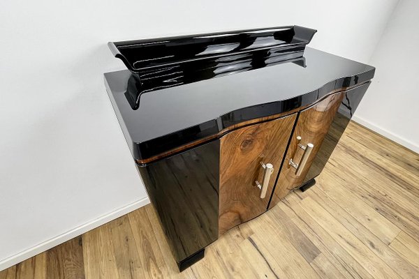 Art Deco Black High Gloss & Walnut Chest of Drawers, Germany, 1930-VMP-1176959