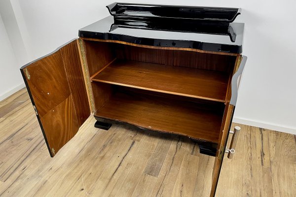 Art Deco Black High Gloss & Walnut Chest of Drawers, Germany, 1930-VMP-1176959