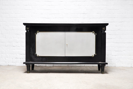 Art Deco Black Lacquer and Bronze Cabinet in the style of André Arbus, France, 1930s