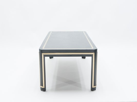 Art Deco Black Painted Wood and Brass Coffee Table, 1940s-YJA-620912