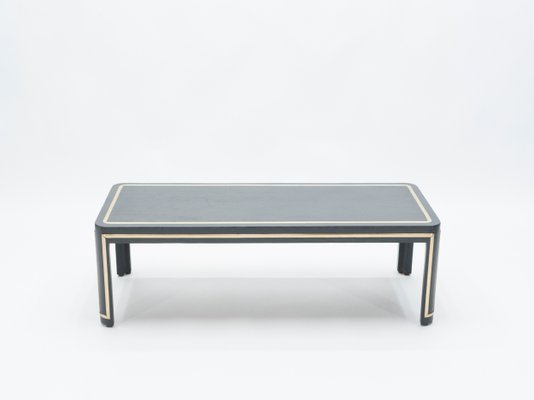 Art Deco Black Painted Wood and Brass Coffee Table, 1940s-YJA-620912