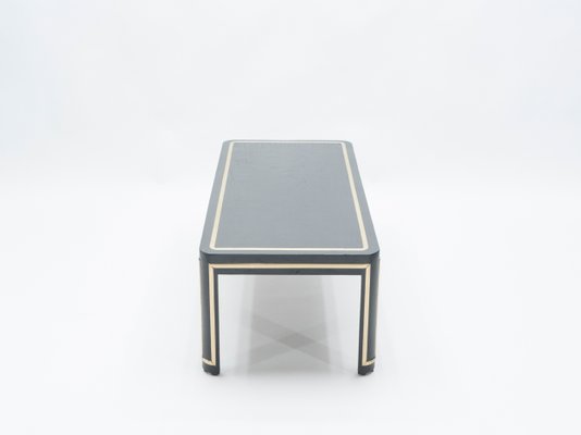 Art Deco Black Painted Wood and Brass Coffee Table, 1940s-YJA-620912