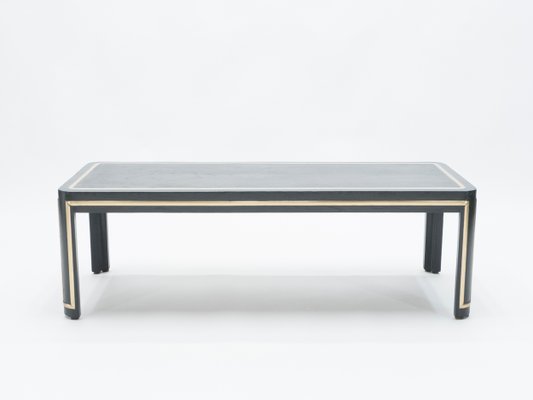 Art Deco Black Painted Wood and Brass Coffee Table, 1940s-YJA-620912