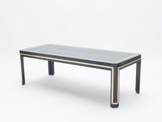 Art Deco Black Painted Wood and Brass Coffee Table, 1940s-YJA-620912