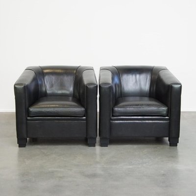 Art Deco Black Sheep Leather Armchairs, Set of 2-HPP-2036605