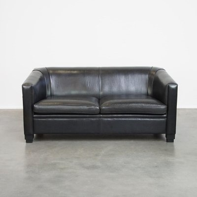 Art Deco Black Sheep Leather Sofa-HPP-2036606