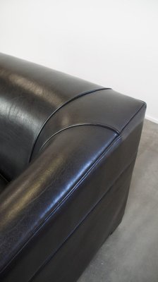 Art Deco Black Sheep Leather Sofa-HPP-2036606