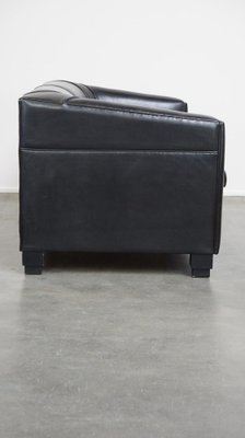 Art Deco Black Sheep Leather Sofa-HPP-2036606