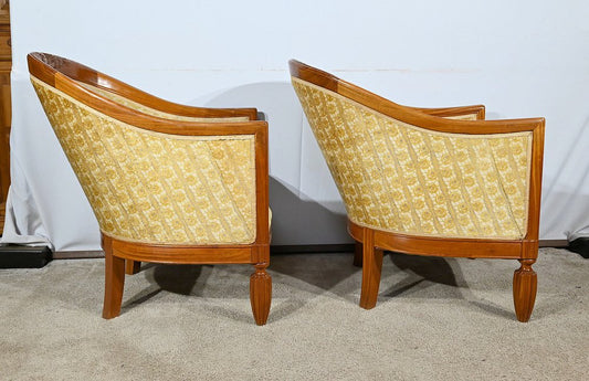 Art Deco Blond Mahogany Chairs, 1940, Set of 2