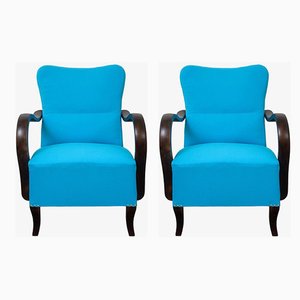 Art Deco Blue Armchairs, 1920s, Set of 2-OXJ-823978