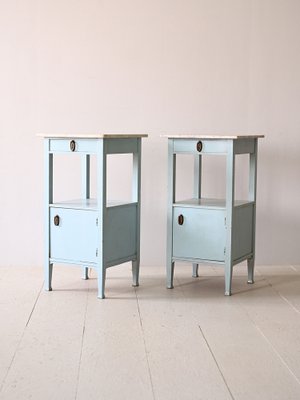 Art Deco Blue Bedside Tables with Drawers, 1930s, Set of 2-QWP-1816630