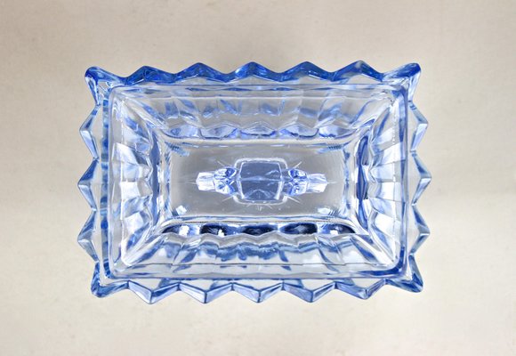 Art Deco Blue Glass Box with Lid, Austria, 1920s-TQA-1322209