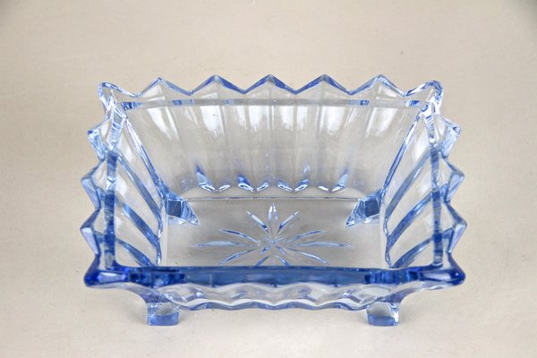 Art Deco Blue Glass Box with Lid, Austria, 1920s-TQA-1322209