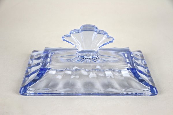 Art Deco Blue Glass Box with Lid, Austria, 1920s-TQA-1322209