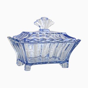 Art Deco Blue Glass Box with Lid, Austria, 1920s-TQA-1322209