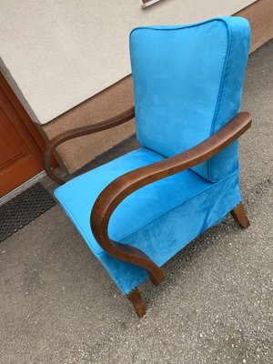 Art Deco Blue Lounge Chairs, 1920s, Set of 2-OXJ-1178017