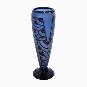 Art Deco Blue Water Vase with Pattern by Schneider, French, 1920s-CXC-1453930