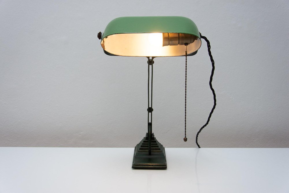 Art Deco Bohemia Adjustable Banker Lamp, 1930s