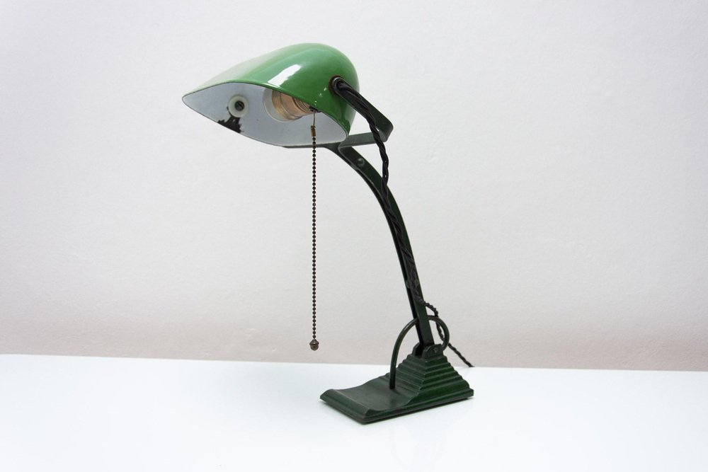 Art Deco Bohemia Adjustable Banker Lamp, 1930s