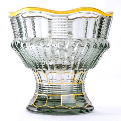 Art Deco Bohemian Crystal Vase with Transparent & Gold Highlights from Maison Moser-UQL-1427676