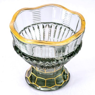 Art Deco Bohemian Crystal Vase with Transparent & Gold Highlights from Maison Moser-UQL-1427676