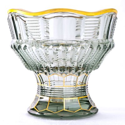 Art Deco Bohemian Crystal Vase with Transparent & Gold Highlights from Maison Moser-UQL-1427676