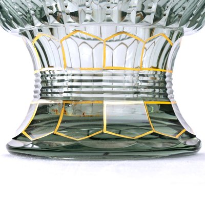 Art Deco Bohemian Crystal Vase with Transparent & Gold Highlights from Maison Moser-UQL-1427676