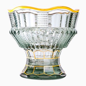 Art Deco Bohemian Crystal Vase with Transparent & Gold Highlights from Maison Moser-UQL-1427676