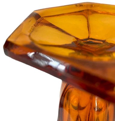 Art Deco Bohemian Purple and Amber Vases in Pressed Glass, 1930s, Set of 2-BMU-1814110