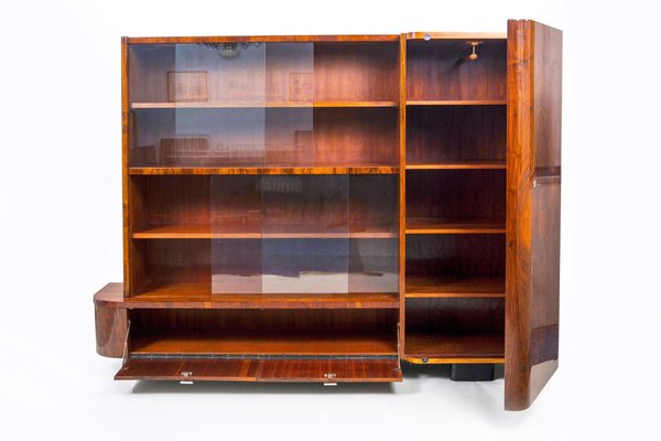 Art Deco Bookcase in Walnut attributed to Jindrich Halabala for Up Zavody, Czech, 1930s-WHY-1776716