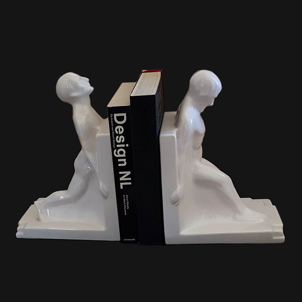 Art Deco Bookends by Godefridus Boonekamp for Plateelbakkerij Schoonhoven, 1930s, Set of 2