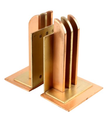 Art Deco Bookends in Copper and Brass by Walter Von Nessen for Chase, 1930s, Set of 2-GUT-2017215