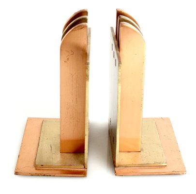 Art Deco Bookends in Copper and Brass by Walter Von Nessen for Chase, 1930s, Set of 2-GUT-2017215