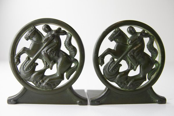 Art Deco Bookends in Disko Metal by Just Andersen, 1930s, Set of 2-WIX-1752425