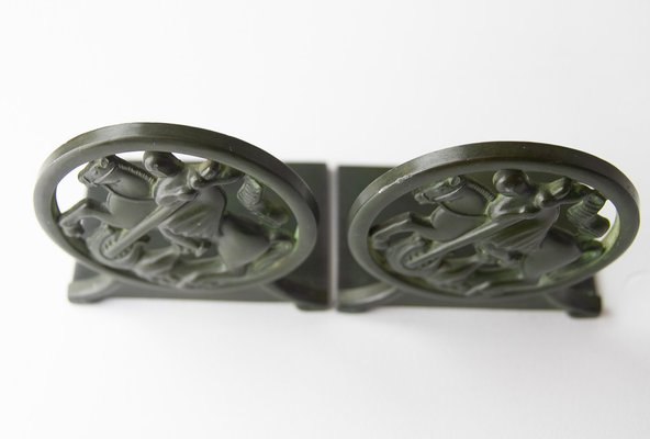 Art Deco Bookends in Disko Metal by Just Andersen, 1930s, Set of 2-WIX-1752425