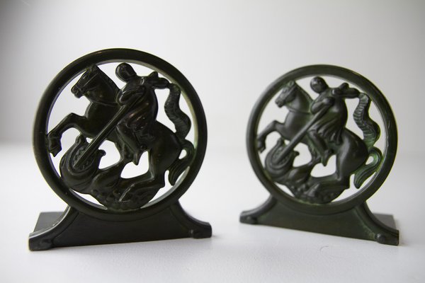 Art Deco Bookends in Disko Metal by Just Andersen, 1930s, Set of 2-WIX-1752425